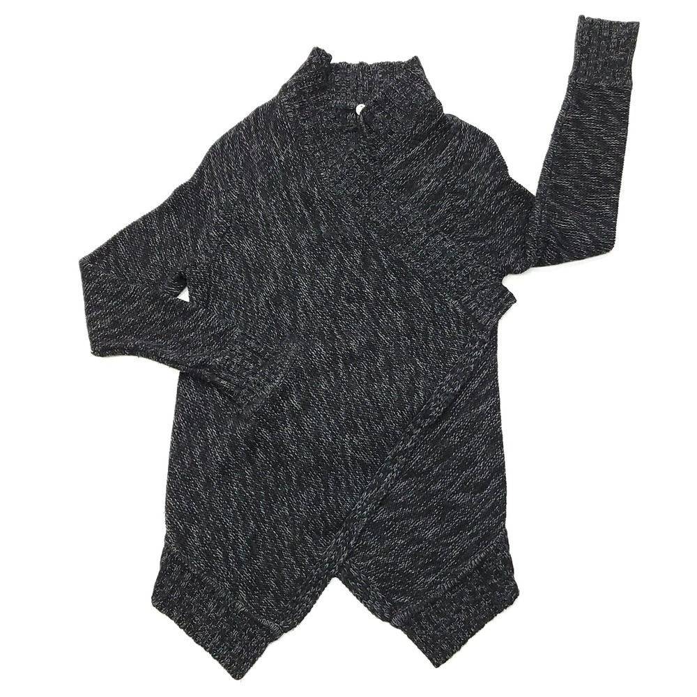 Margaret O'Leary Cardigan Women Small Black Cashmere Angora Wool Asymmetrical‎